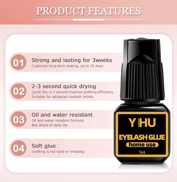 High quality Eyelash glue Long lasting super bonding individual eyelash black home use self diy adhesive