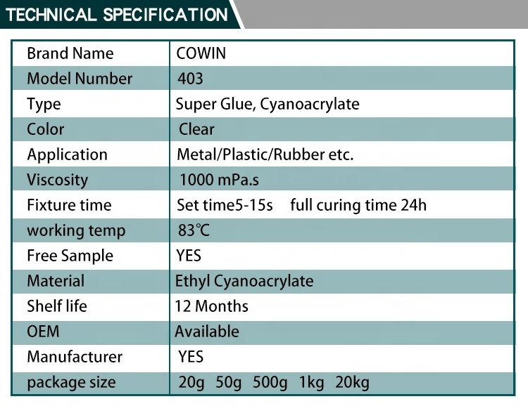 China Top Factory Free Sample Wholesale Bulk Cyanoacrylate Adhesive 401 495 496 Super Glue