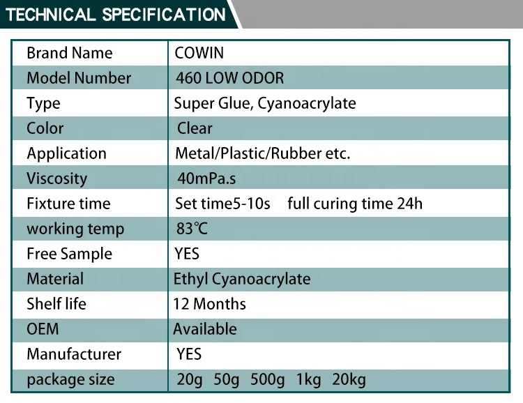 Factory Price Direct Sale ytcowin 460 Super Glue Gel For Plastic Rubber And Metal 20g