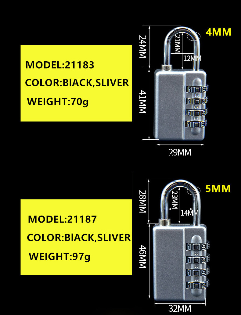 4 digits combination key padlock zinc alloy safety GYM padlock hot selling security combination lock Waterproof