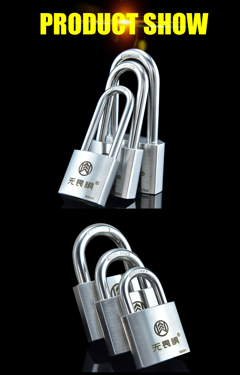 Grade 304 stainless steel anti-rust waterproof padlock for outdoor lock use best padlock lock