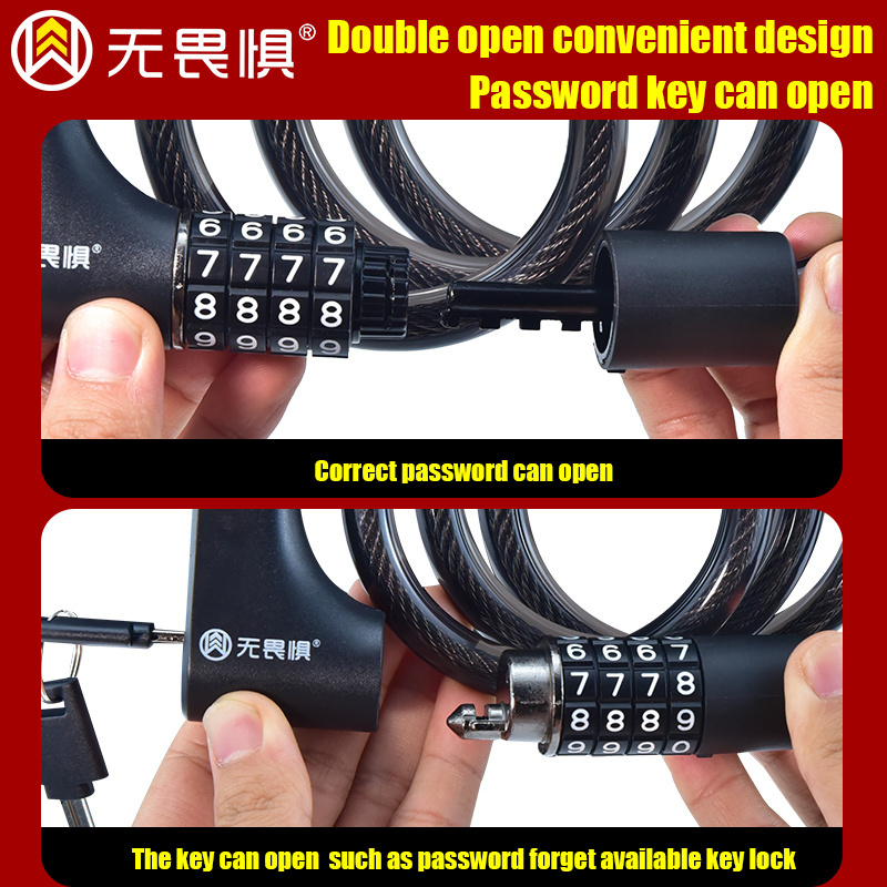 high quality safety steel mountain Chain Keyless security Bicycle Cable 4 Digit Combination cable Bike Lock dutch bike lock