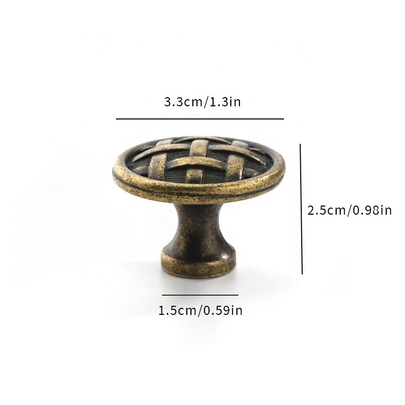 4PCS Retro Modern Single Hole Bronze Antique Brass Drawer Handle Home Cabinet Door Knob Zinc Alloy Handle Furniture Knobs