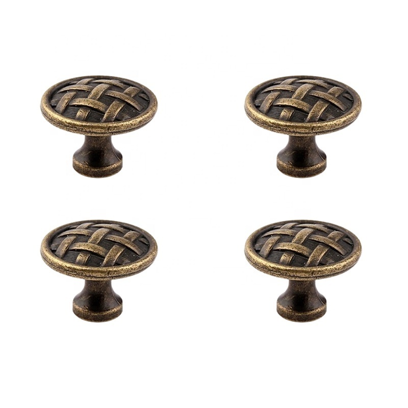 4PCS Retro Modern Single Hole Bronze Antique Brass Drawer Handle Home Cabinet Door Knob Zinc Alloy Handle Furniture Knobs