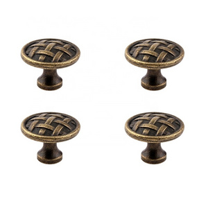 4PCS Retro Modern Single Hole Bronze Antique Brass Drawer Handle Home Cabinet Door Knob Zinc Alloy Handle Furniture Knobs