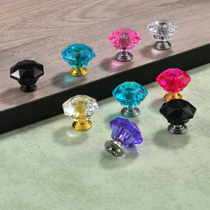 Colored crystal diamond transparent acrylic handle for door cabinet drawer handle plastic handle for furniture