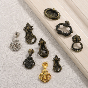 Chinese Style Antique Brass Ring Pull Zinc Alloy Drawer Single Hole Knobs Pull Handles for Cabinet Doors, Drawers, and Wardrobes