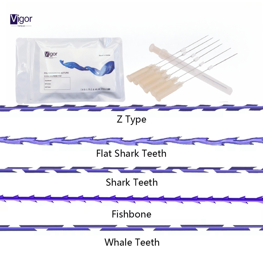 Vigor koreabulk pdo threads tension threads cog molding tension threads face lifting cog pdo 6d 18g 100mm minerva