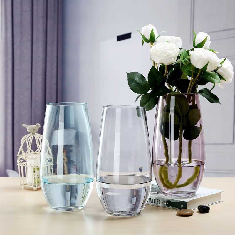 Minimalist Bowl Shaped Transparent Glass Vase With Inset Feng Shui Flower Arrangement Living Room Bedroom And Home Soft