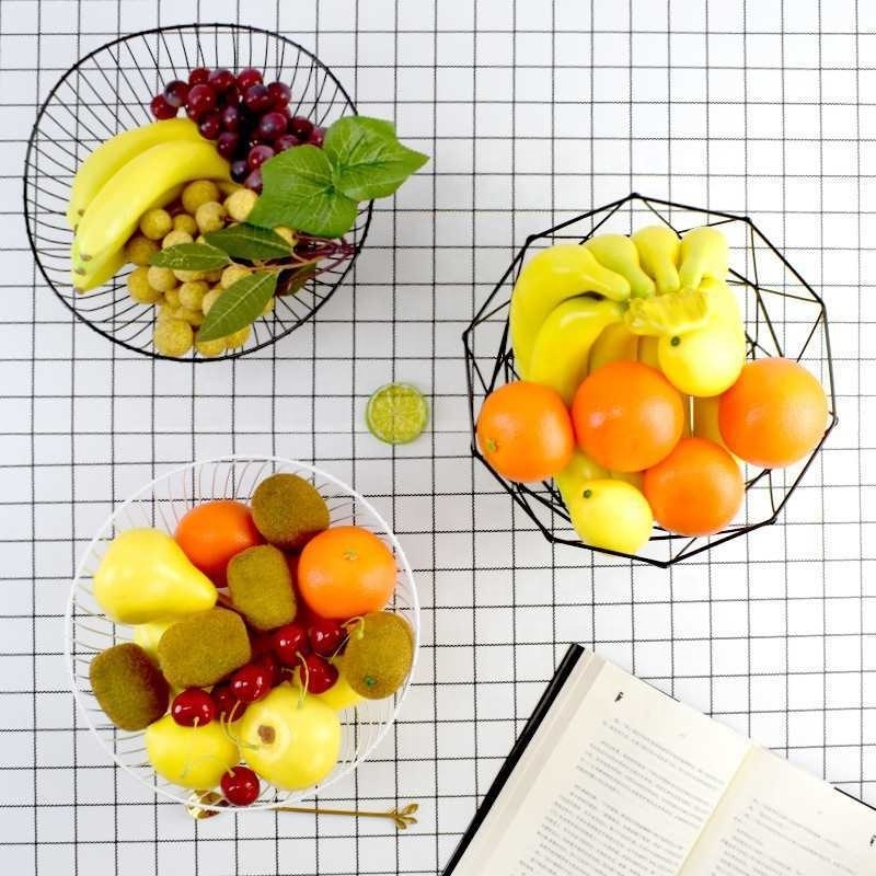 Nordic Style Iron Wire Fruit Basket Creative Lotus Leaf Irregular Edge Simple Modern Iron Wire Fruit Basket Snack Fruit Plate