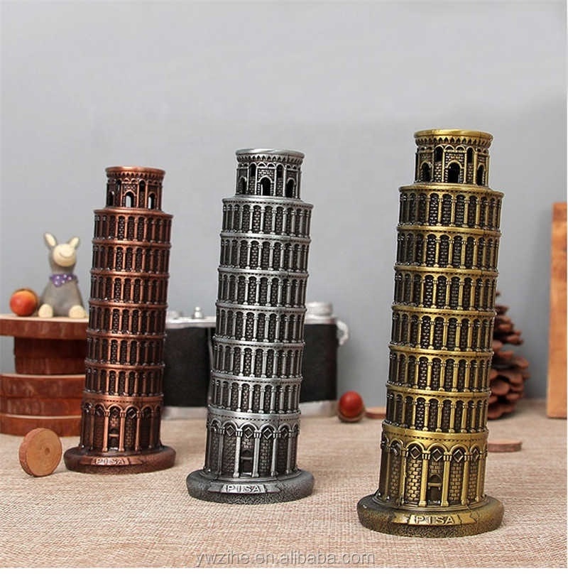 Handmade Household Decoration Figurine Retro Leaning Tower Of Pisa Model Metal Crafts Office Ornaments Gifts Auspicious Tower