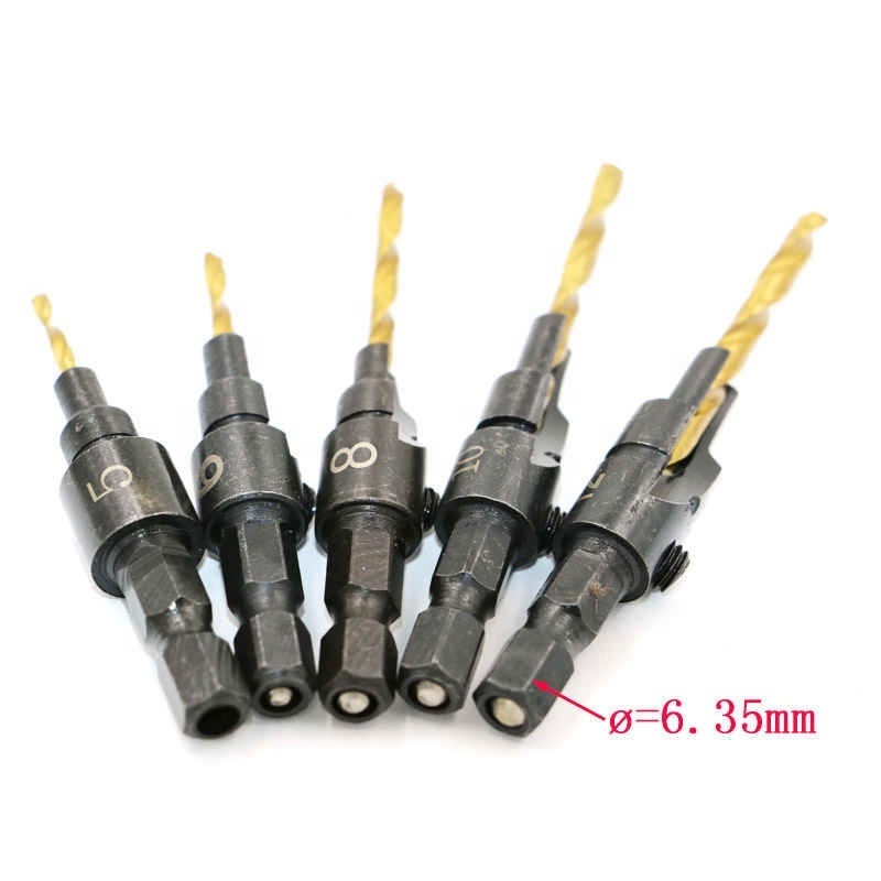 5pcs HSS Countersink Drill Bit Set Quick Change 1/4