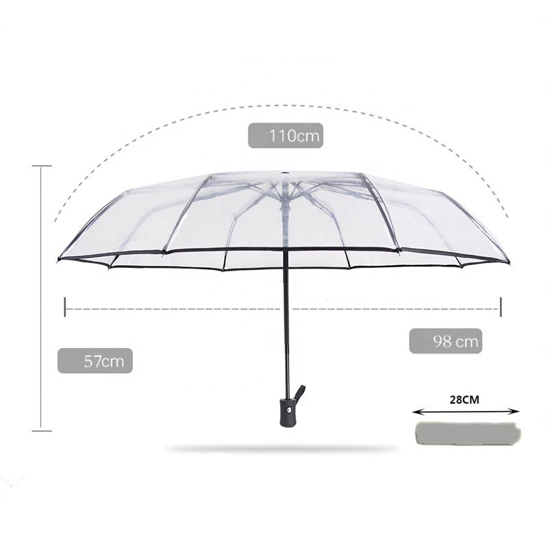 Automatic Transparent Paraguas Folding Umbrella Rain Women Men Sun Rain Auto Paraguas Compact Windproof Style Clear Umbrella