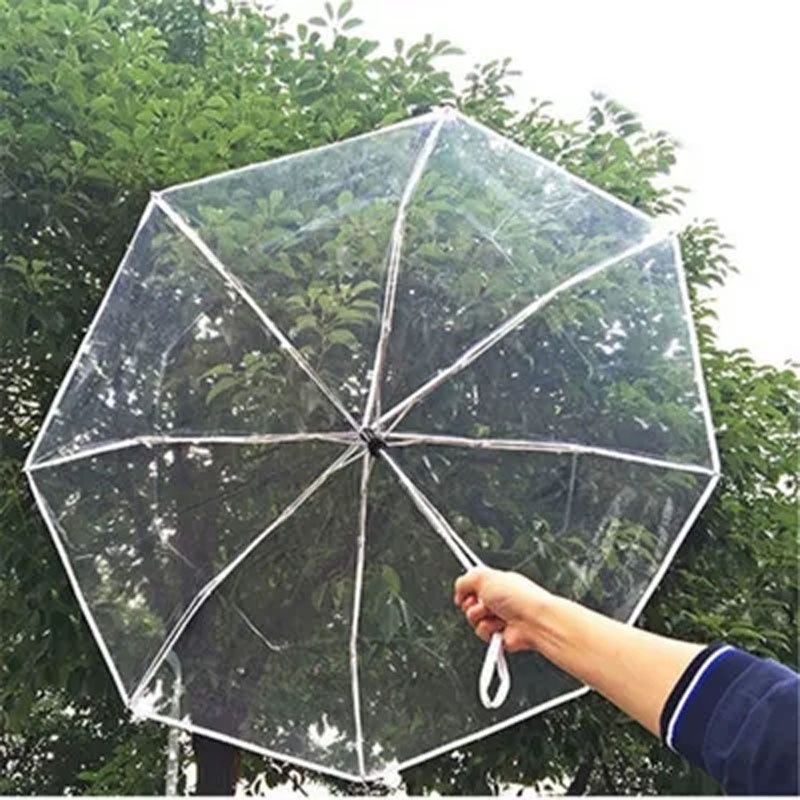 Automatic Transparent Paraguas Folding Umbrella Rain Women Men Sun Rain Auto Paraguas Compact Windproof Style Clear Umbrella