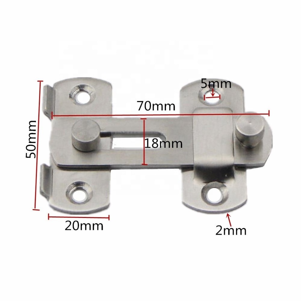 Asy Installation 20x50x70mm Stainless Steel Home Safety Gate Door Bolt Latch Slide Lock Hardware Home Improvement Hooks Lock