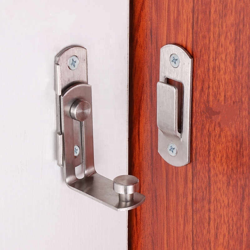 90 Degree Stainless Steel Door Latch Right Angle Sliding Door Lock Latch Screw Locker Hardware Accessories