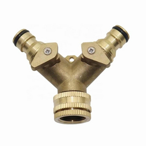 3/4" Brass 2-Way Shut Off Coupling With Valve Garden Water Tap Splitter Water Hose Connector Irrigation Copper Joint