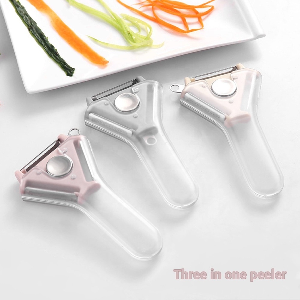 New 3 In 1 Fruit Vegetable Carrot Potato Peeler Cutter Slicer Amazing Healthy Multi-purpose Vegetable Peeler Stainless Steel