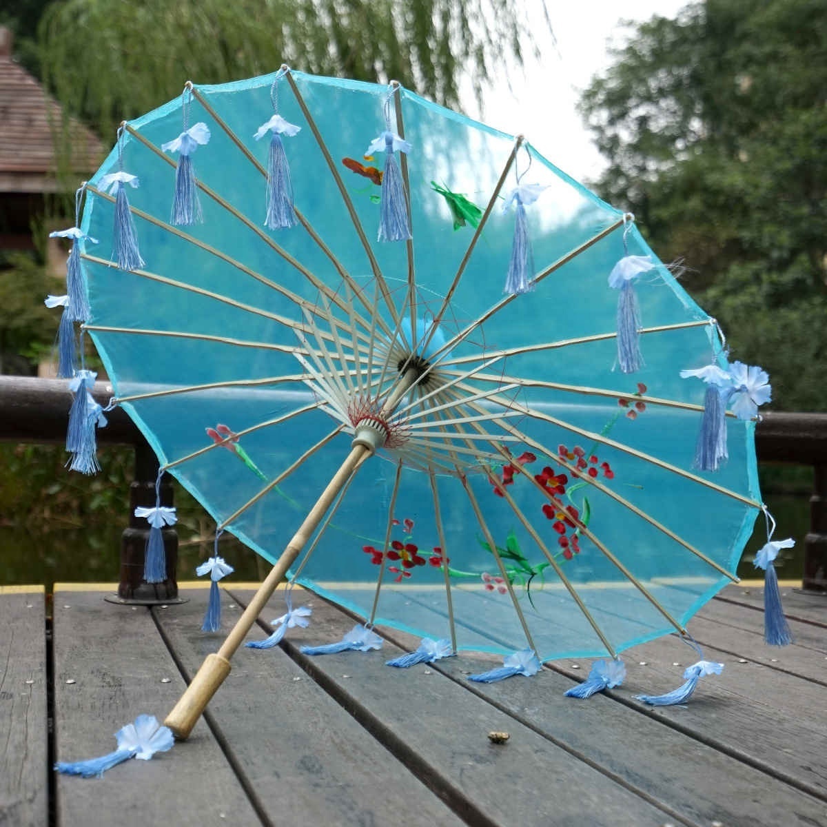 Hanfu Photography Prop Ancient Umbrella Rain Women Antique Tassels Umbrella Photograph Dance Umbrella Cos Game Parasol Japan