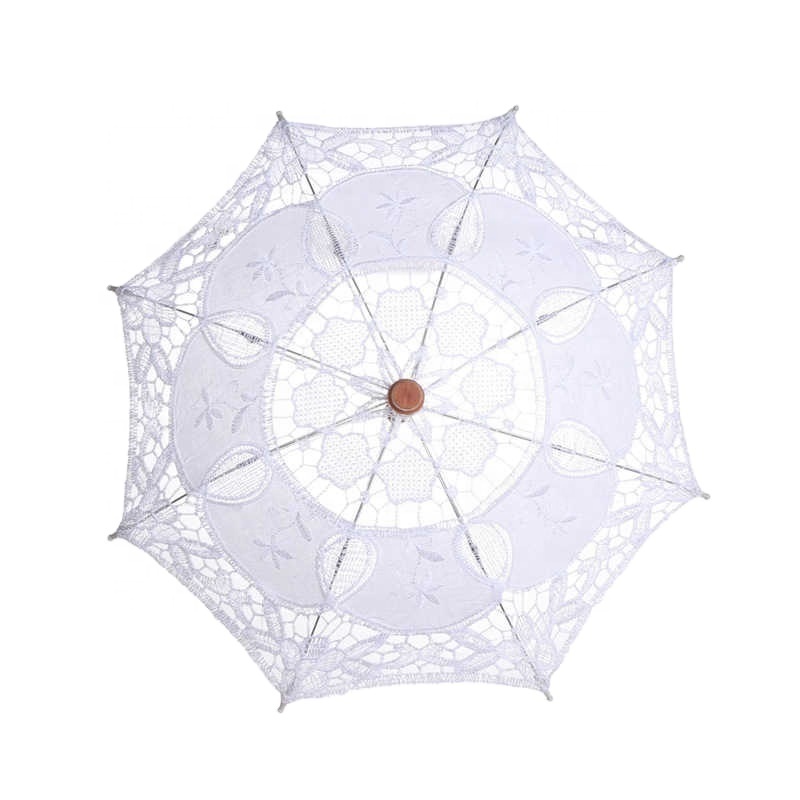 Spot Wedding Lace Umbrella with Wooden Handle Hollow Lace  Flower Umbrella Photography Prop  Wedding Decoration Umbrella