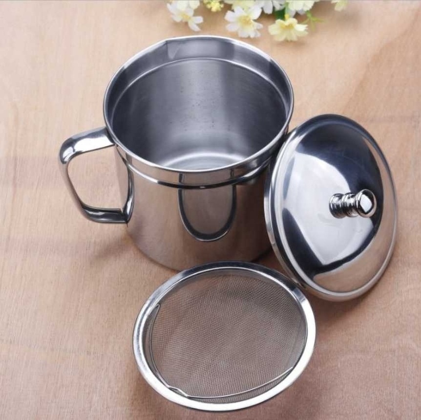 Kitchen Small Tools Residue Filtering Large Capacity Stainless Steel Oil Pouring Bottle Separating Pot