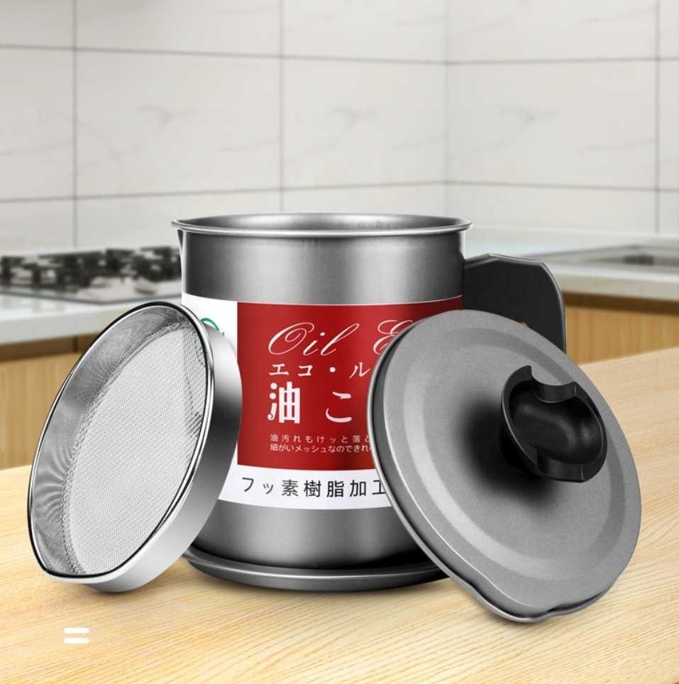 Kitchen Small Tools Residue Filtering Large Capacity Stainless Steel Oil Pouring Bottle Separating Pot