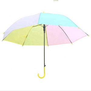 Print Logo Wholesale Colourful Transparent Rain Long Handle Umbrella Automatic Straight Pole Advertising Umbrella