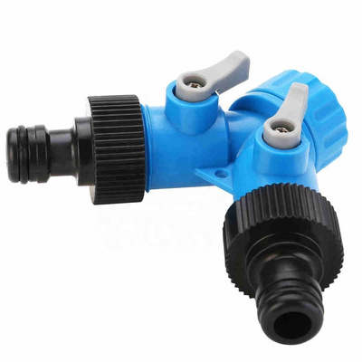 3/4 Inch 2 Way Tap Hose Pipe Splitter ABS Water Hose Tap Quick Connector With Valve Gardening Irrigation Tool