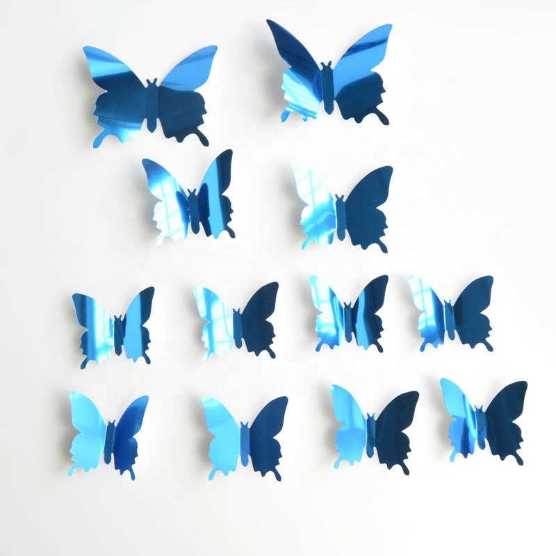 Stereoscopic PET Mirror Butterfly Sunflower Wedding Festival Decoration Onion Powder Butterfly DIY Home Mirror Wall Stickers