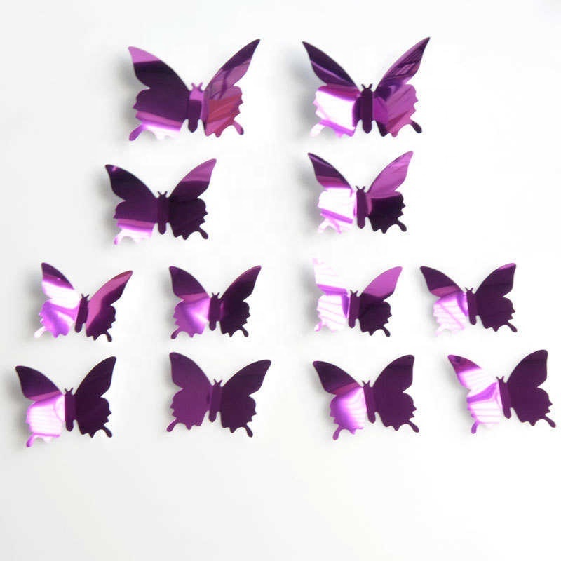 Stereoscopic PET Mirror Butterfly Sunflower Wedding Festival Decoration Onion Powder Butterfly DIY Home Mirror Wall Stickers