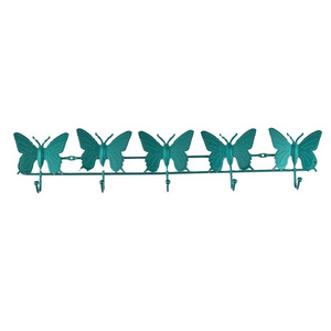 Colorful Butterfly 5 Hooks Iron Wall Clothes Hooks Single Row Durable Hardware Clothes Hooks Bathroom Hangings Customizable