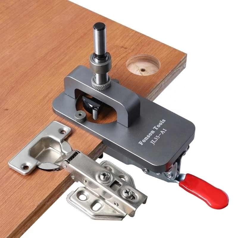 Hinge Hole Drilling Guide Locator Hinge Drilling Jig Drill Bits Woodworking Door Hole Opener Cabinet Accessories Tool