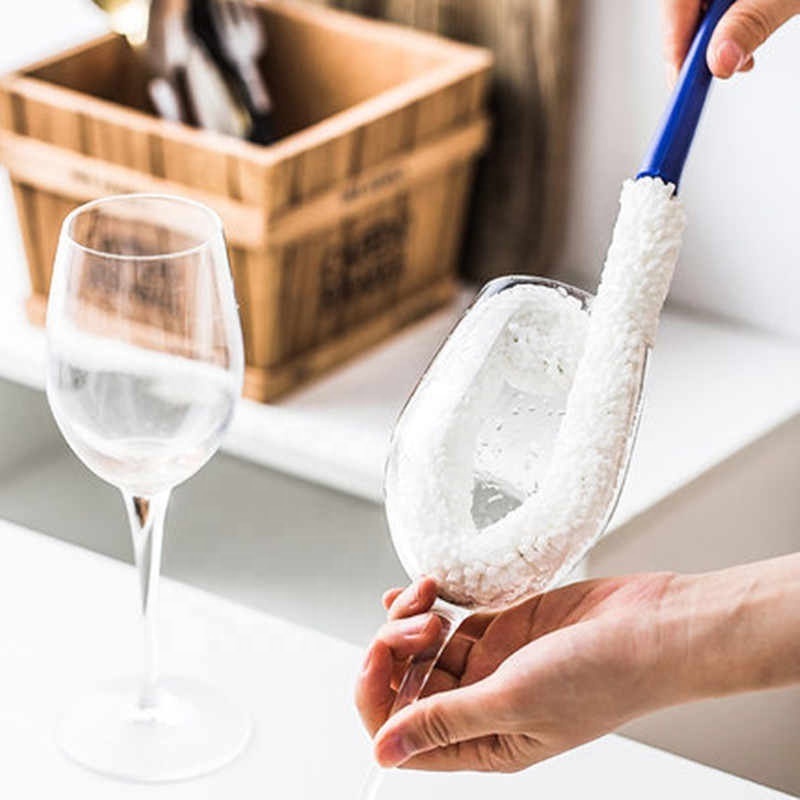 Creative Cleaning Brush Long Neck Bendable Foam Tipped Goblet Glass Decanter Stemware Cup Washing Brush For Red Wine Cup Glasses