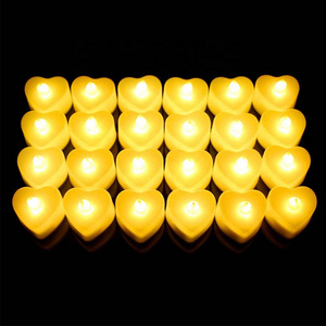 24pcs Romantic LED Tea Light Love Heart Shaped Flickering Electronic Candle Night Light For Wedding Party Valentine Decoration