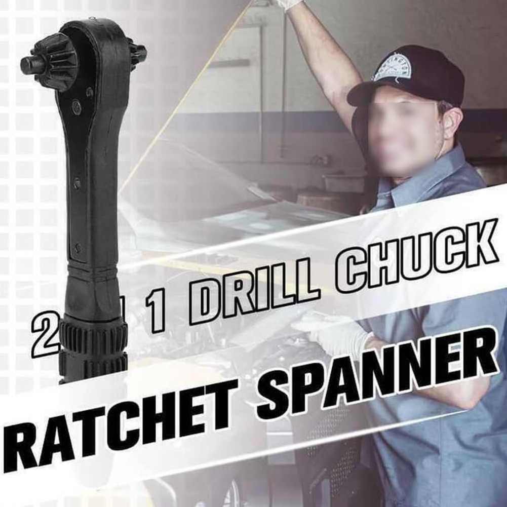 2 In 1 Dual Heads Drill Chuck Key Ratchet Wrench 0.50 Inches 0.69 Inches Steel Electric Drills Tighten Loosen Chuck