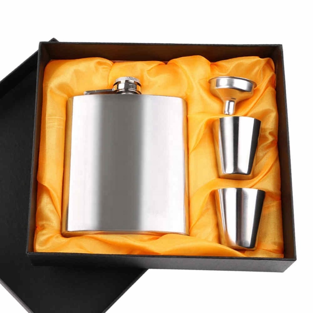 7oz Stainless Steel Hip Flask Set Best Man Gift Box Packing Luxury Alcohol Hip Flasks Whiskey Wine Bottles Drinkware Groom Gift