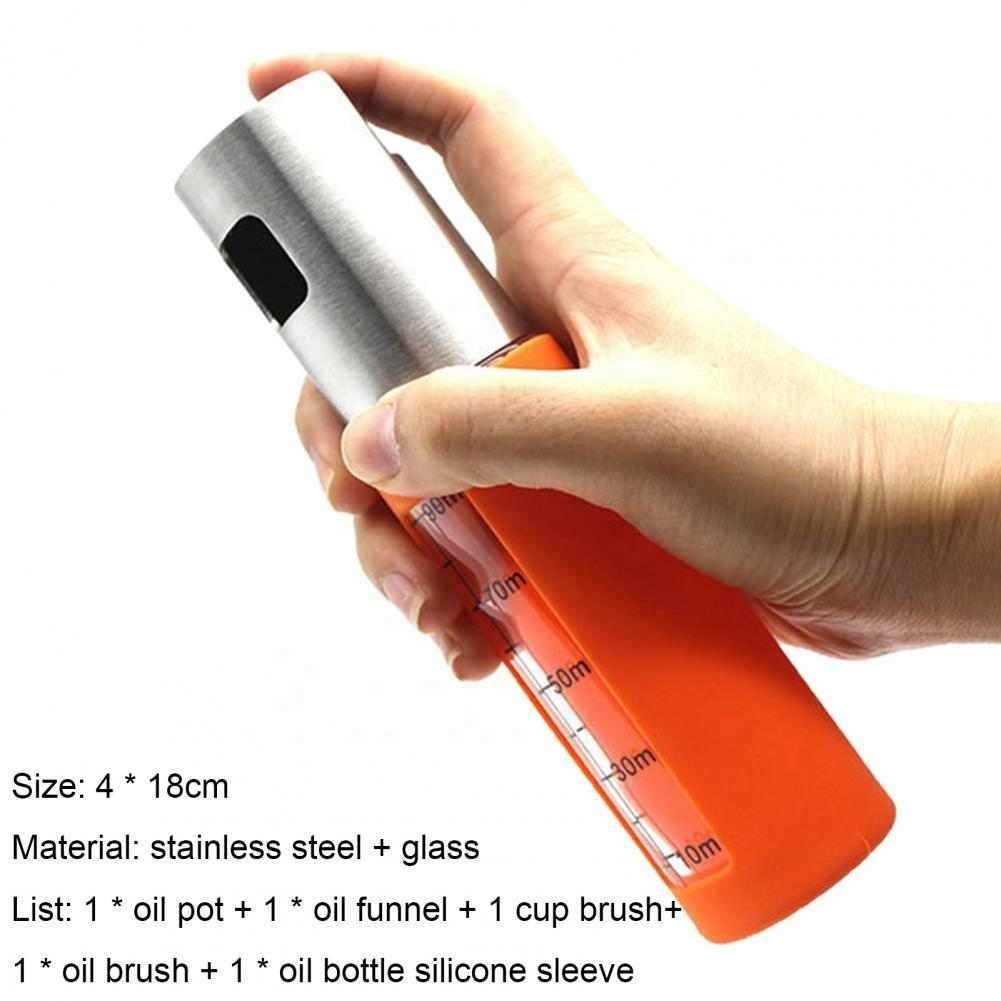 100ML Oil Spray Bottle With Scale Refillable Glass Vinegar Gravy Oil Bottle Dispenser For Kitchen Barbecue Cooking Oil Pot