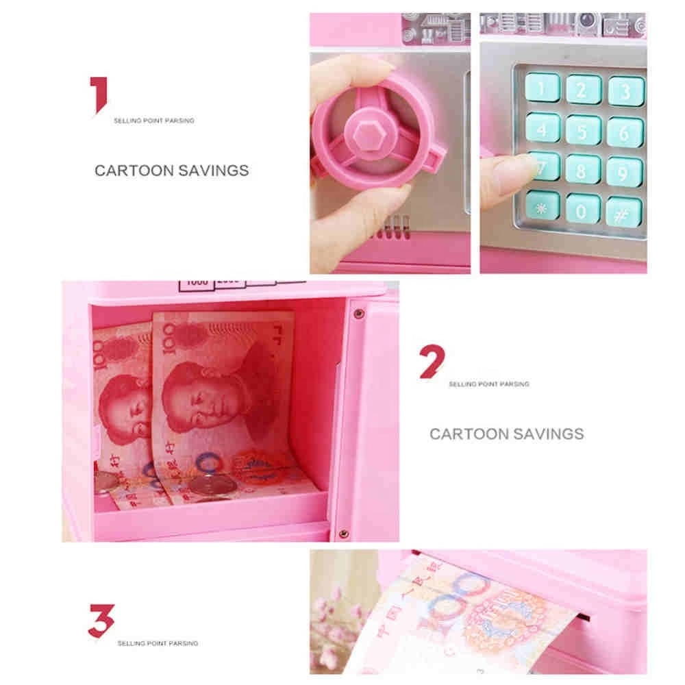 Electronic Piggy Bank ATM Password Money Box Cash Coins Saving Box ATM Bank Safe Box Automatic Deposit Banknote Christmas Gift