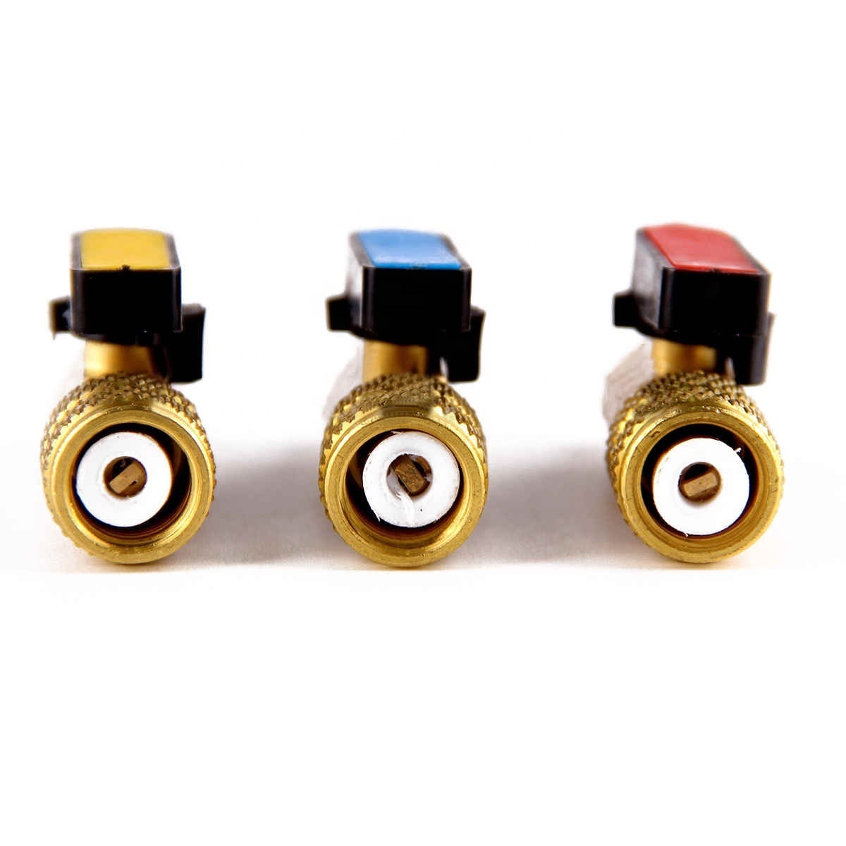 3pcs/lot HVAC Tools Gauges New 3 Color R410A Valves Refrigerant Adapter AC Charging Hoses Brass Mayitr Straight Ball Valves