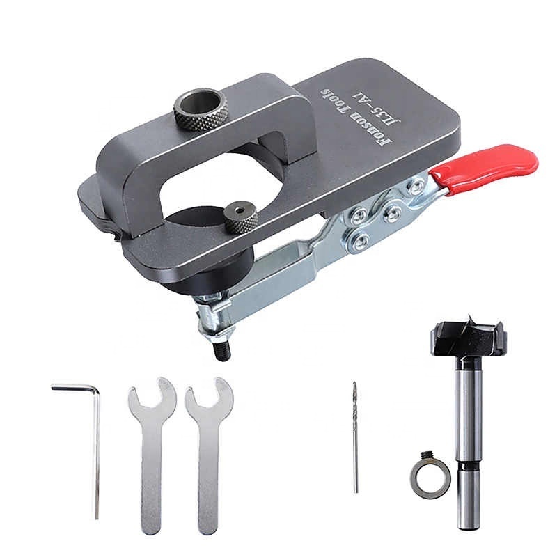 Hinge Hole Drilling Guide Locator Hinge Drilling Jig Drill Bits Woodworking Door Hole Opener Cabinet Accessories Tool