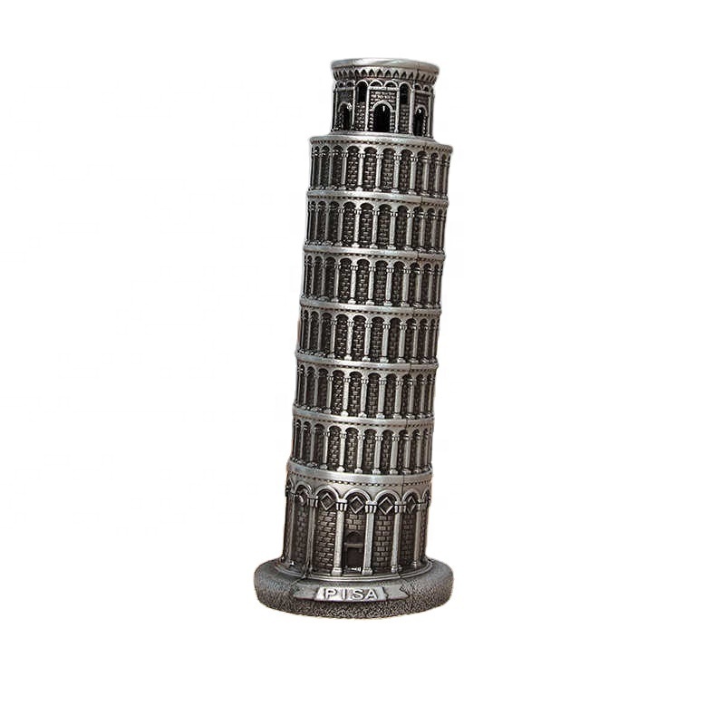 Handmade Household Decoration Figurine Retro Leaning Tower Of Pisa Model Metal Crafts Office Ornaments Gifts Auspicious Tower