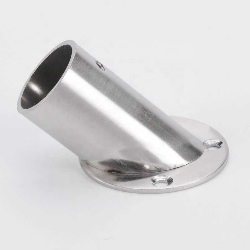 Diagonal Flange Stainless Steel Pipe Fittings Top Seat Clothes Hanging Rod Shower Curtain Fixing Seat Base