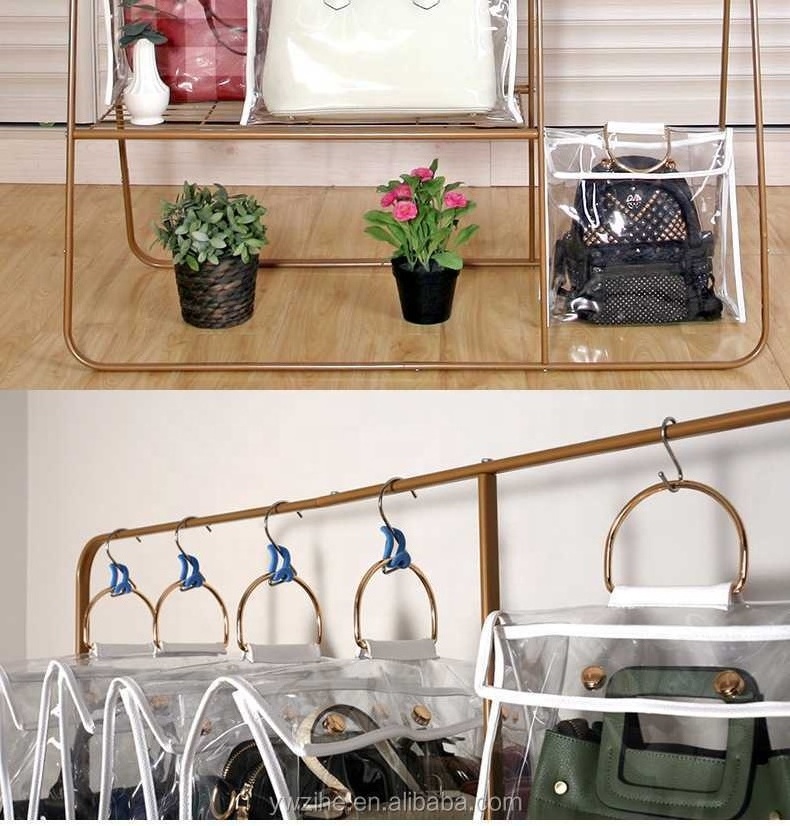 Hanging Handbag Organizer For Wardrobe Closet Transparent Durable Storage Bag Door Wall Clear Sundry Shoe Bag With Hanger Pouch