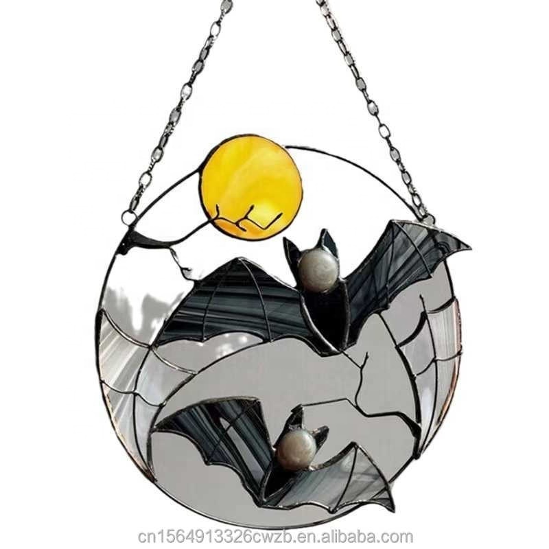 Halloween Bat Moon Decoration Pendant Indoor Balcony Wall Window Hanging Crafts Pendant