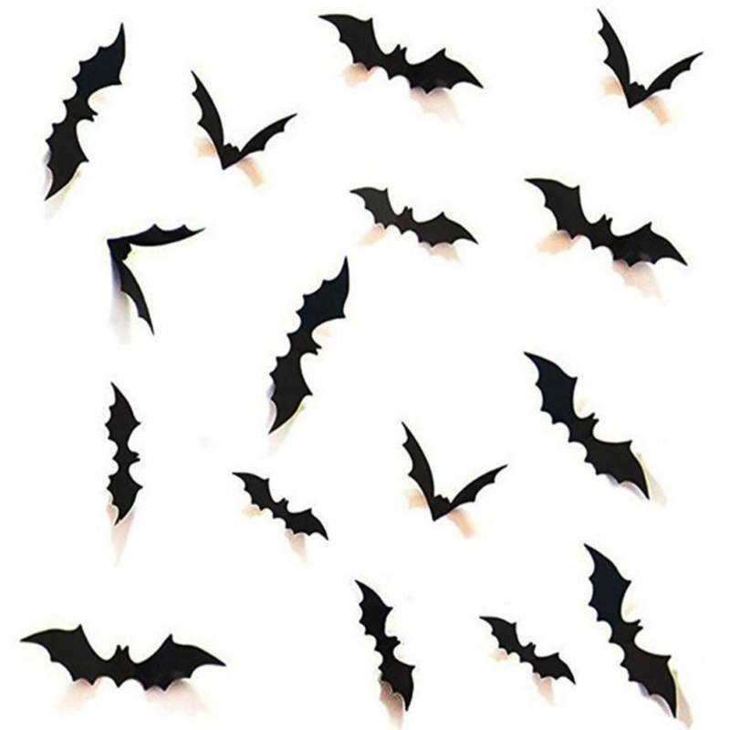 Halloween Decoration Foreign Trade PVC Wall Stickers 3D The Bat Three-dimensional Bat Decorative Stickers 12 Pieces