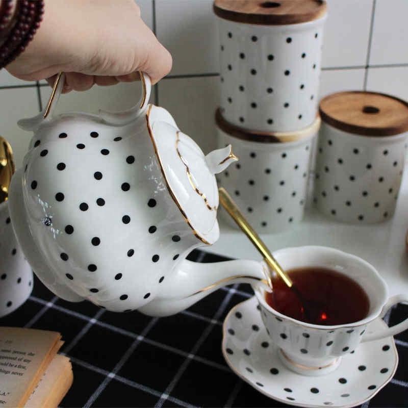 British Afternoon Tea Set Bone Porcelain Points Hand-painted Golden Teapot Creative Coffee Pot Simple Water Pot