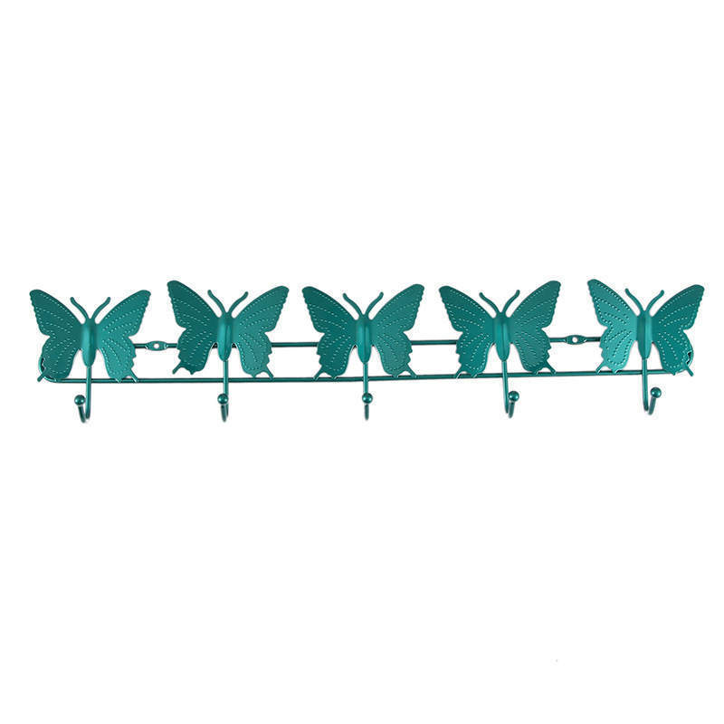 Colorful Butterfly 5 Hooks Iron Wall Clothes Hooks Single Row Durable Hardware Clothes Hooks Bathroom Hangings Customizable