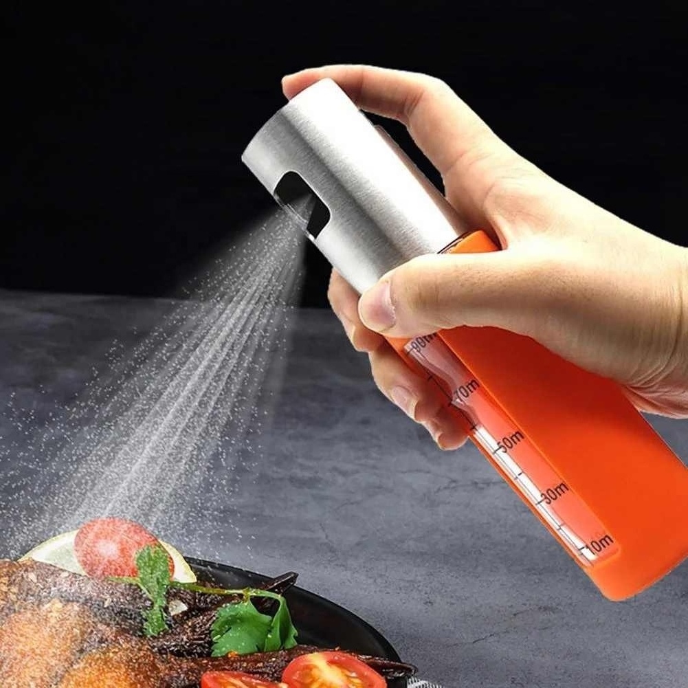 100ML Oil Spray Bottle With Scale Refillable Glass Vinegar Gravy Oil Bottle Dispenser For Kitchen Barbecue Cooking Oil Pot