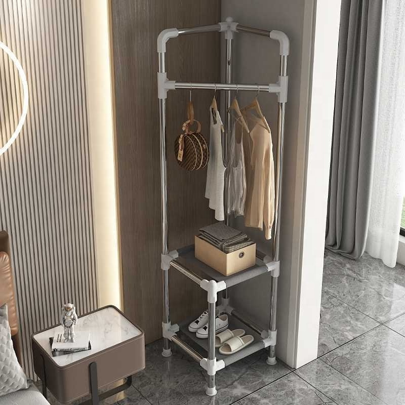 Corner Hanger Floor Bedroom Net Red Home Folding Coat Rack Light Luxury Single Pole Simple Hanging Clothes Rack