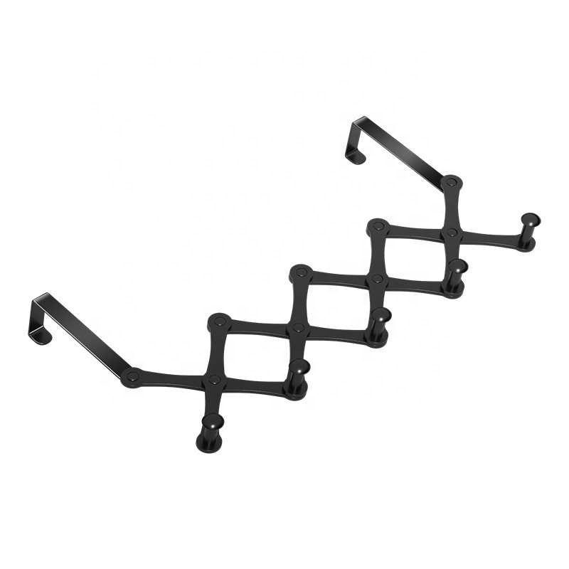 Cross Border Stainless Steel Retractable Door Rear Hook Bathroom Black Hook Bedroom Storage Rack Retractable Row Hooks